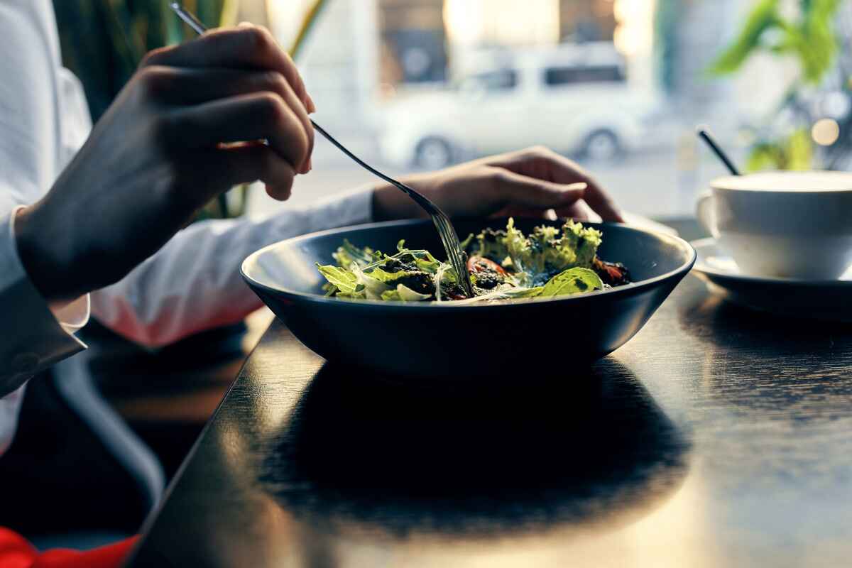 Person eats a salad